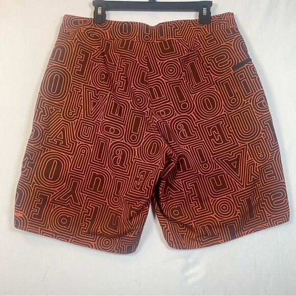 Patagonia Wavefarer Orange and Brown Letter Design Board Shorts Size 34 - Picture 2 of 12